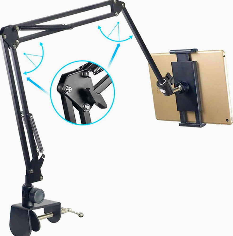 Supporto per tablet e iPad/cellulare con morsetto rotante a 360° – Compatibile fino a 15 pollici