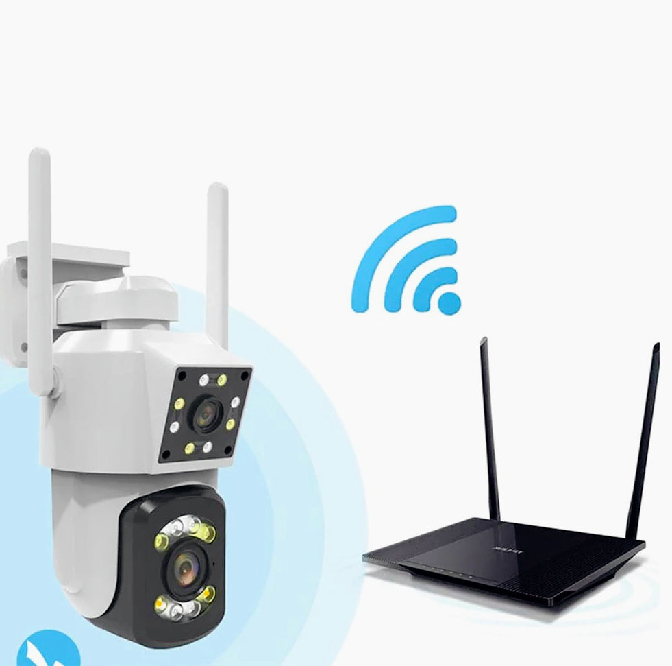 Telecamera Wi-Fi 2 obiettivi motorizzata con zoom, audio e video – Protezione IP66