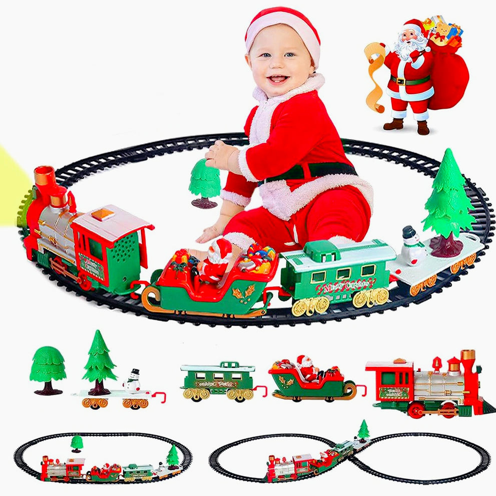 Trenino di Natale su binario 22PZ – Con luci, suoni e pista natalizia per decorare l’albero