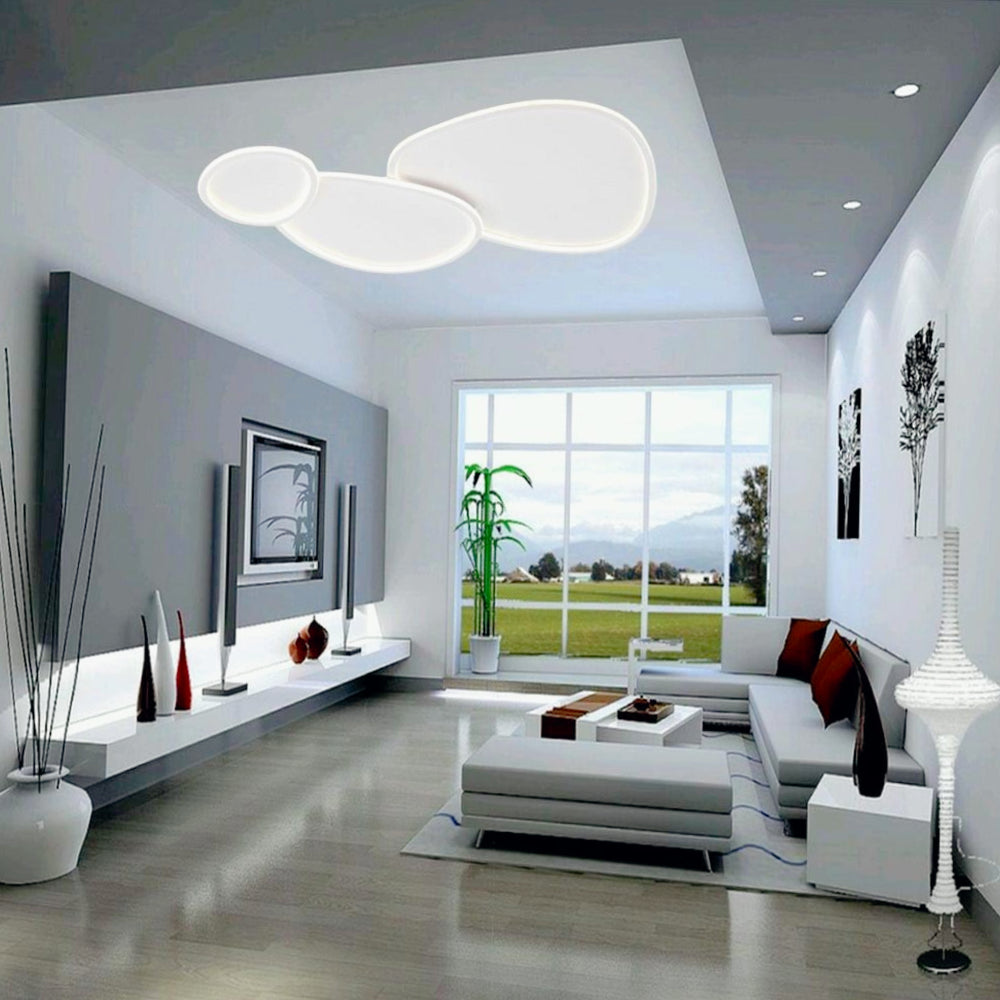Plafoniera LED 100W - Tre Ovali con Tripla Colorazione di Luce (CCT: 6500K / 4000K / 3000K)