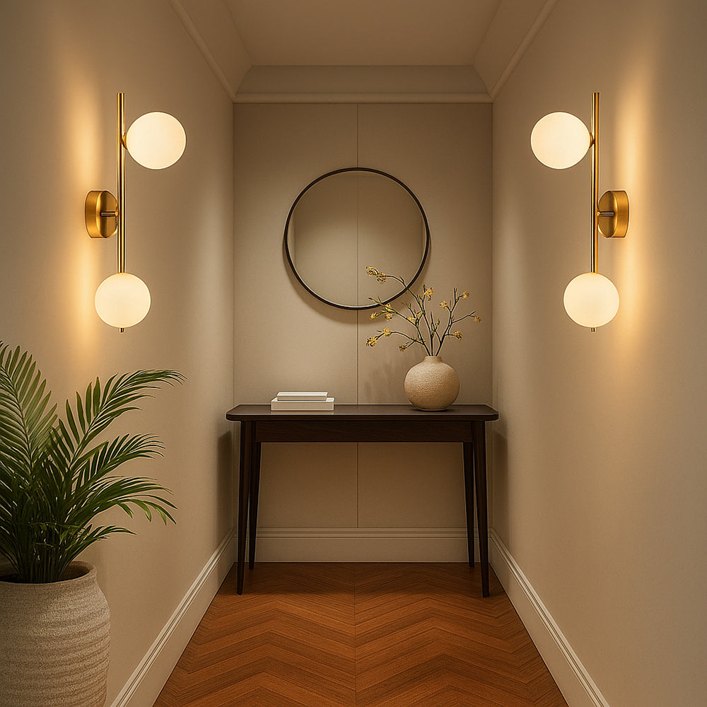 Applique da parete bronzo con attacco G9 2 sfere opache minimal - ambraled