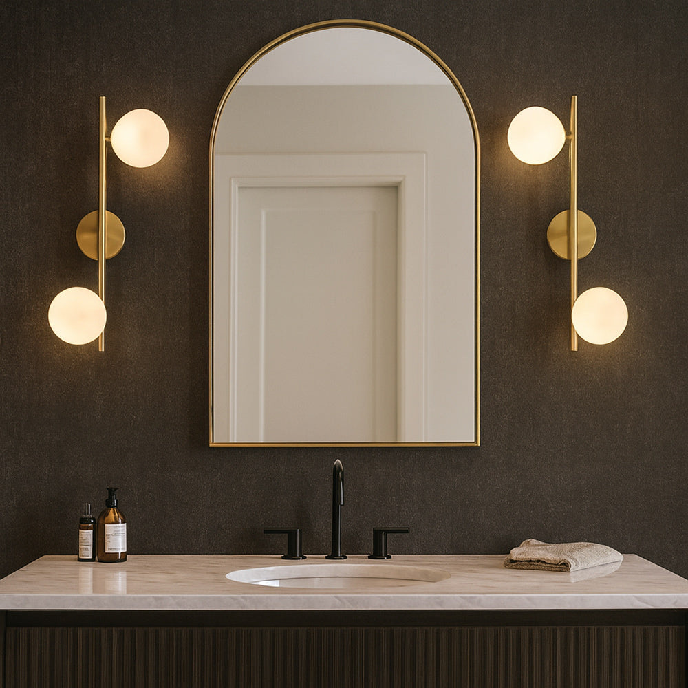Applique da parete bronzo con attacco G9 2 sfere opache minimal - ambraled