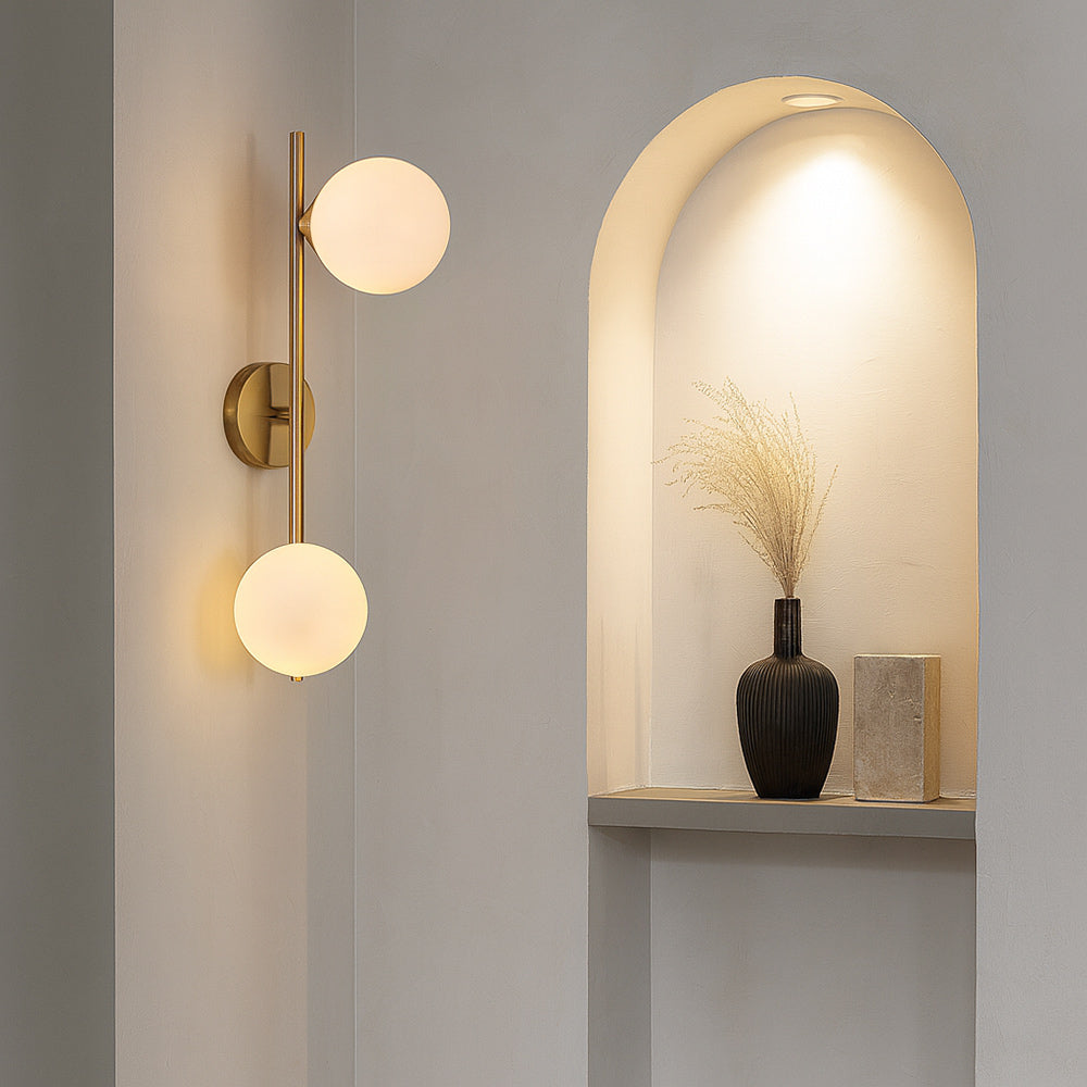 Applique da parete bronzo con attacco G9 2 sfere opache minimal - ambraled