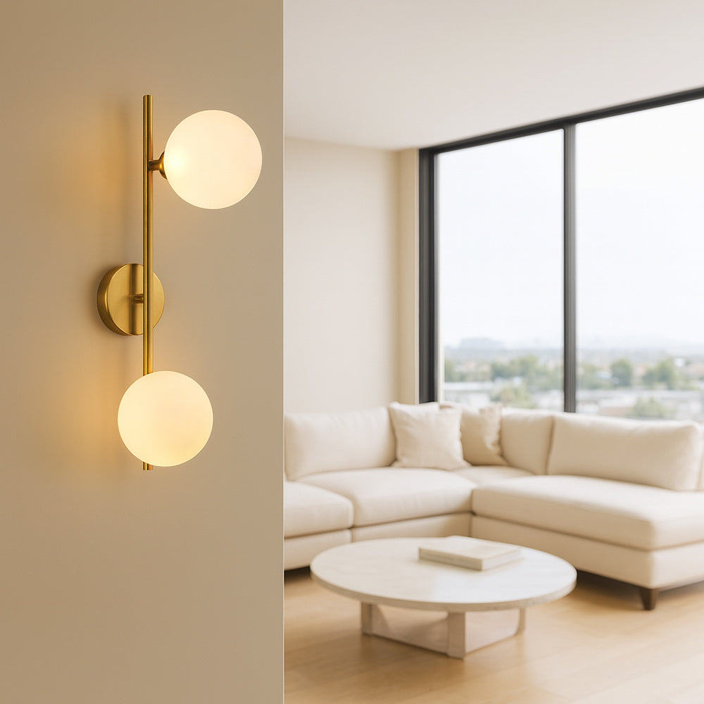 Applique da parete bronzo con attacco G9 2 sfere opache minimal - ambraled