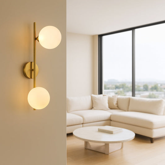 Applique da parete bronzo con attacco G9 2 sfere opache minimal