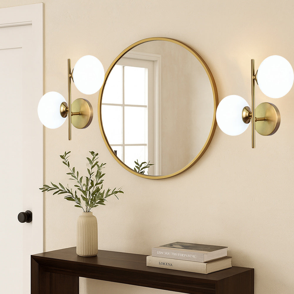 Applique da parete in metallo bronzo con due sfere opache e attacco G9 - ambraled