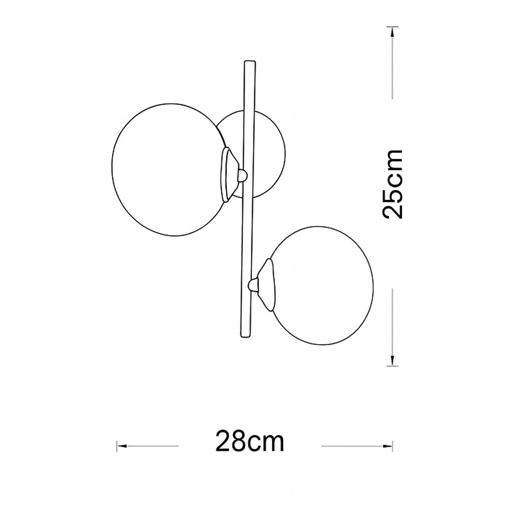 Applique da parete in metallo bronzo con due sfere opache e attacco G9 - ambraled