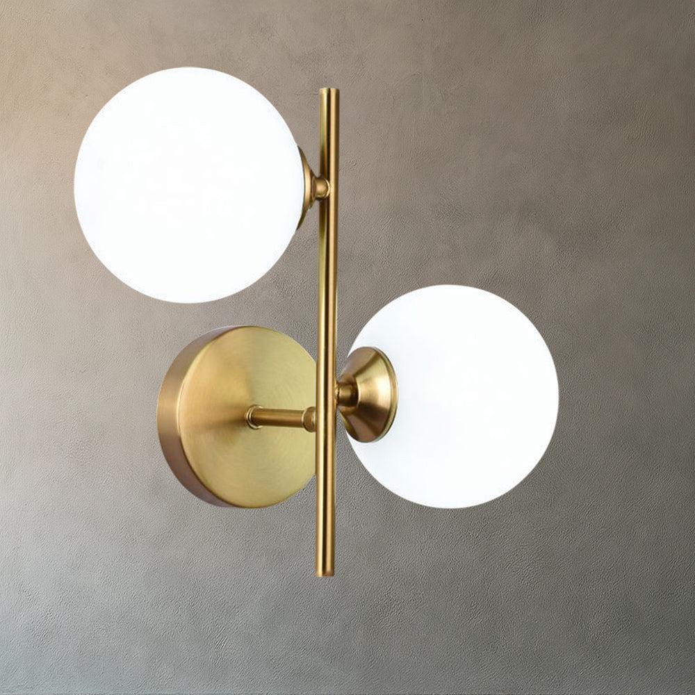 Applique da parete in metallo bronzo con due sfere opache e attacco G9 - ambraled