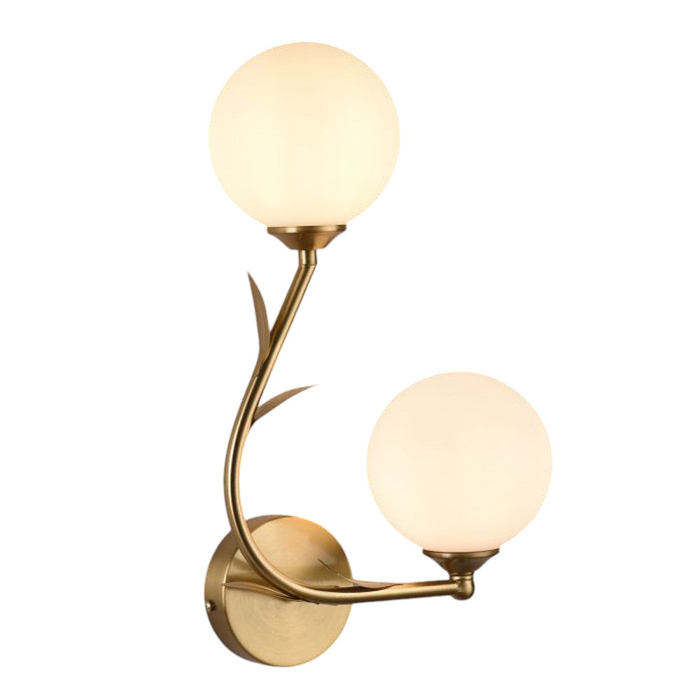 Applique da parete bronzo due sfere opache e dettaglio foglia 2XG9 - ambraled