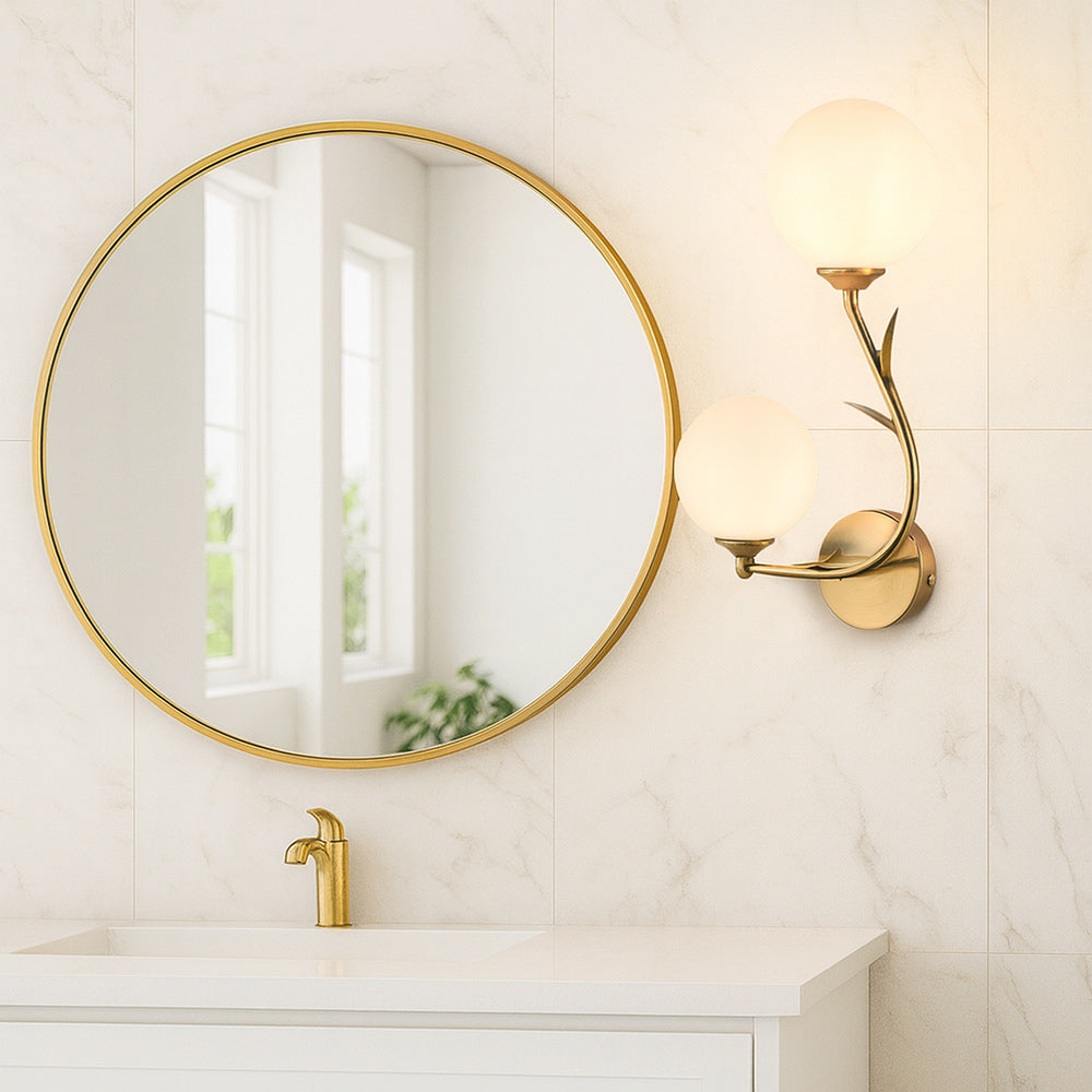 Applique da parete bronzo due sfere opache e dettaglio foglia 2XG9 - ambraled
