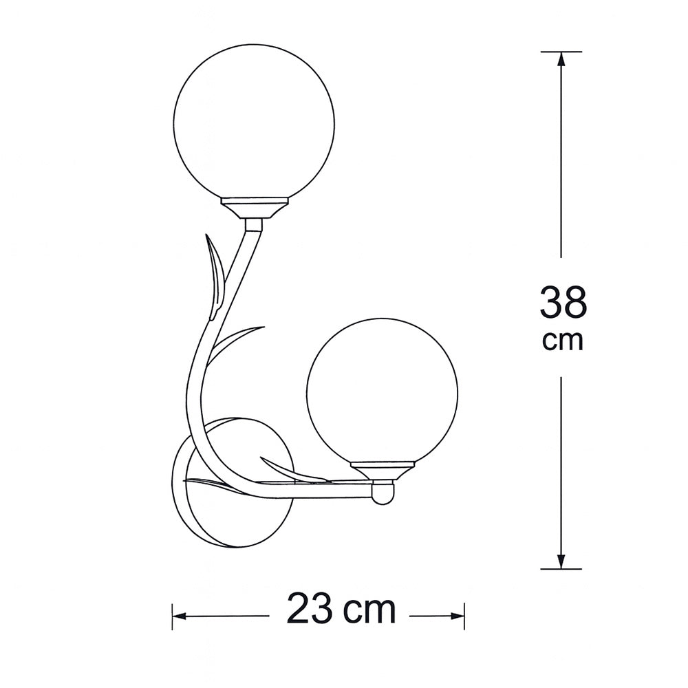 Applique da parete bronzo due sfere opache e dettaglio foglia 2XG9 - ambraled