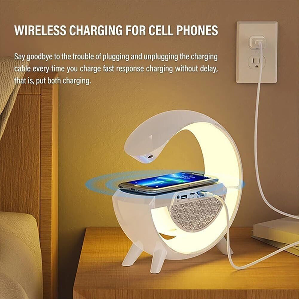 Speaker bluetooth RGB con lampada ricarica induzione orologio sveglia - ambraled