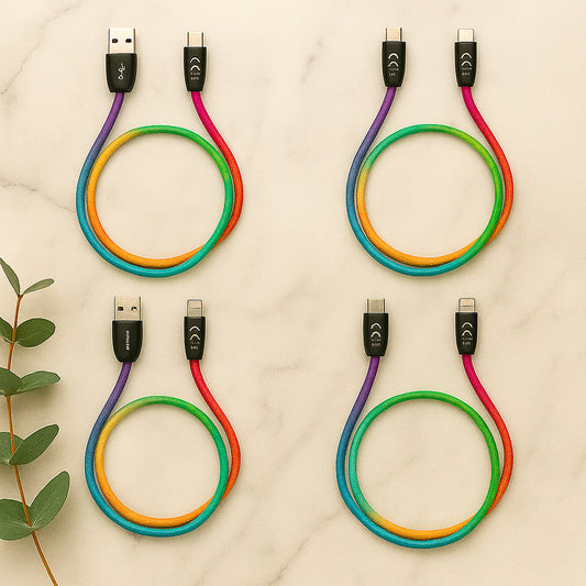 Cavo dati e ricarica multicolore USB TYPE-C LIGHTNING x Android e Ios