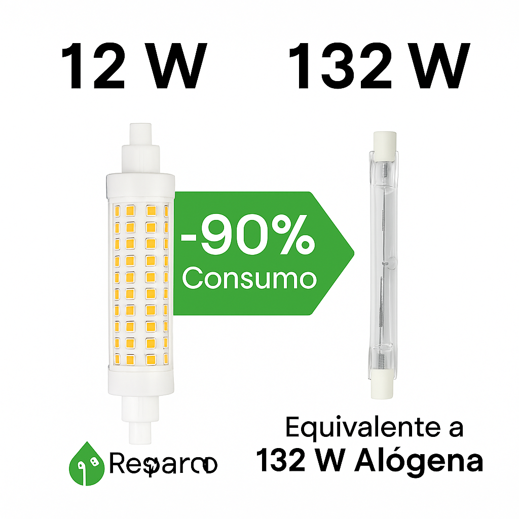 Lampadina led attacco R7S 12 Watt luce bianca calda naturale - ambraled