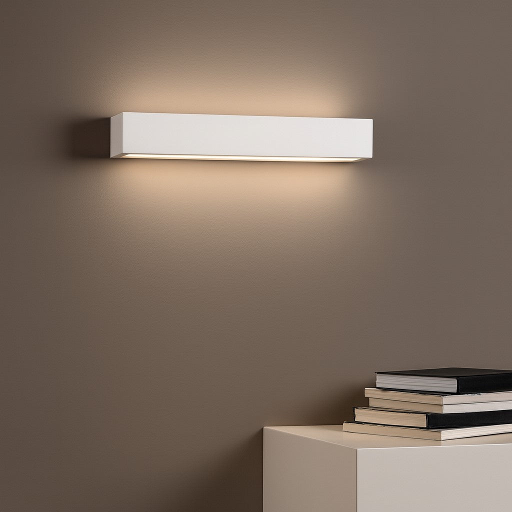 Applique da parete in gesso rettangolare doppia emissione di luce E14 - ambraled