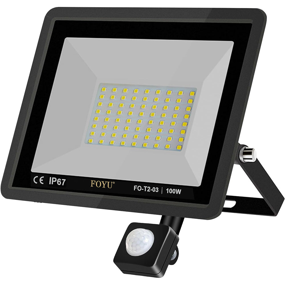 Faro 114 led 100 watt con sensore di passaggio luce bianca 6500k IP67 - ambraled