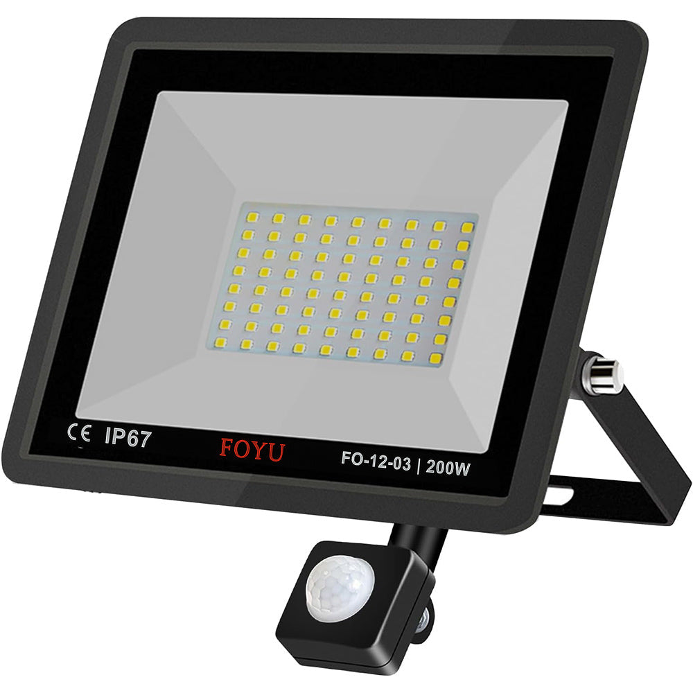 Faro 144 led 200 watt con sensore di passaggio luce bianca 6500k IP67 - ambraled