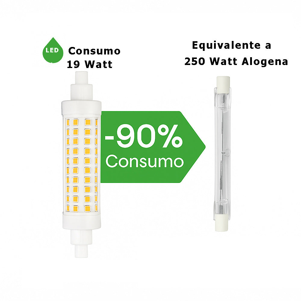 Lampadina led attacco R7S 19 Watt luce bianca calda naturale - ambraled
