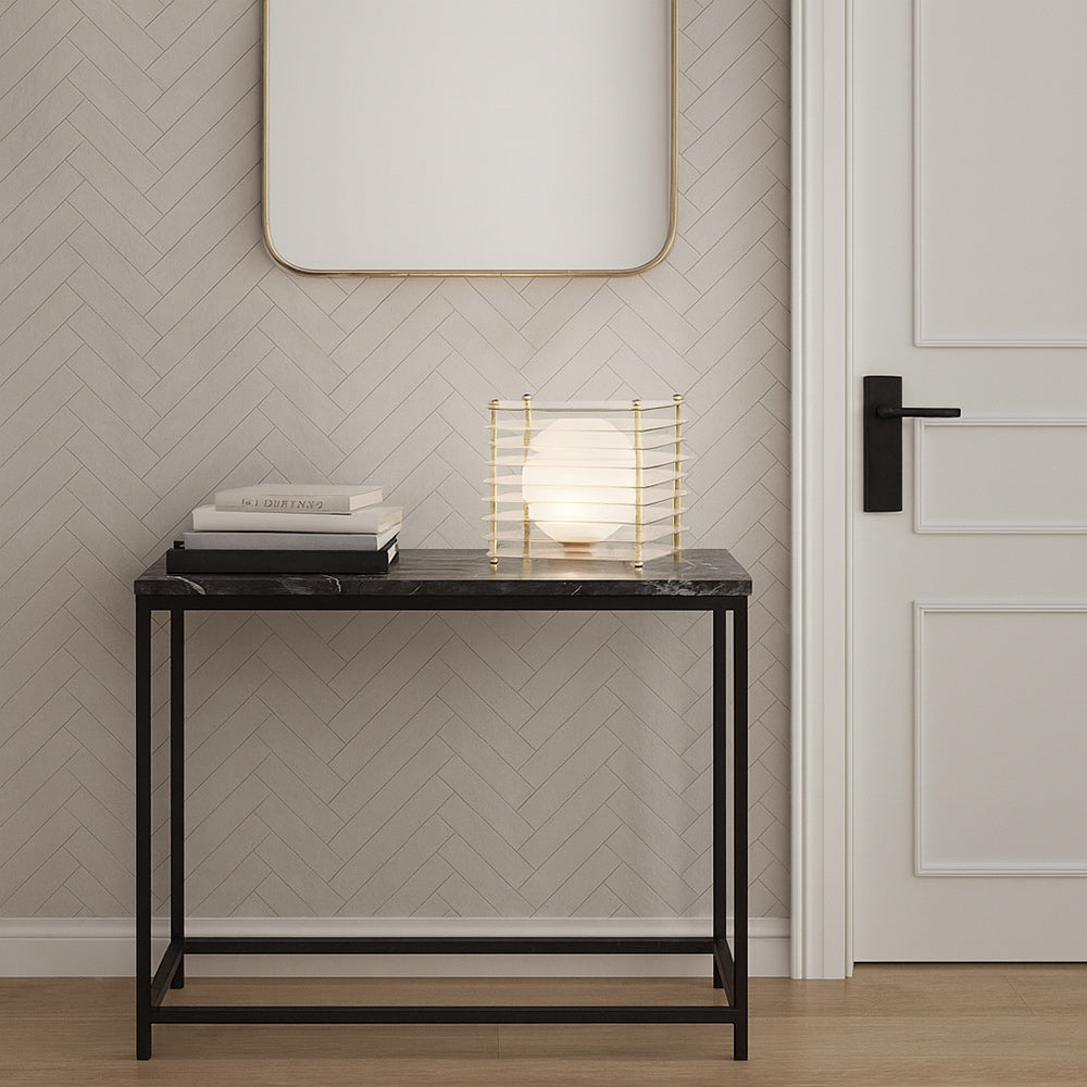 Lampada lume con sfera opalina e struttura trasparente finitura oro G9 - ambraled