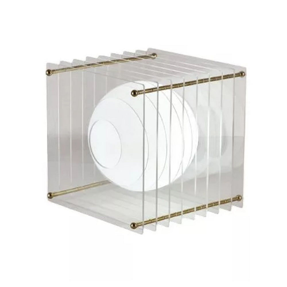 Lampada lume con sfera opalina e struttura trasparente finitura oro G9 - ambraled
