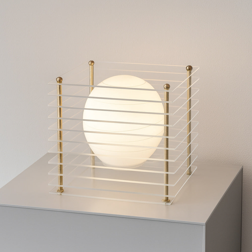 Lampada lume con sfera opalina e struttura trasparente finitura oro G9 - ambraled