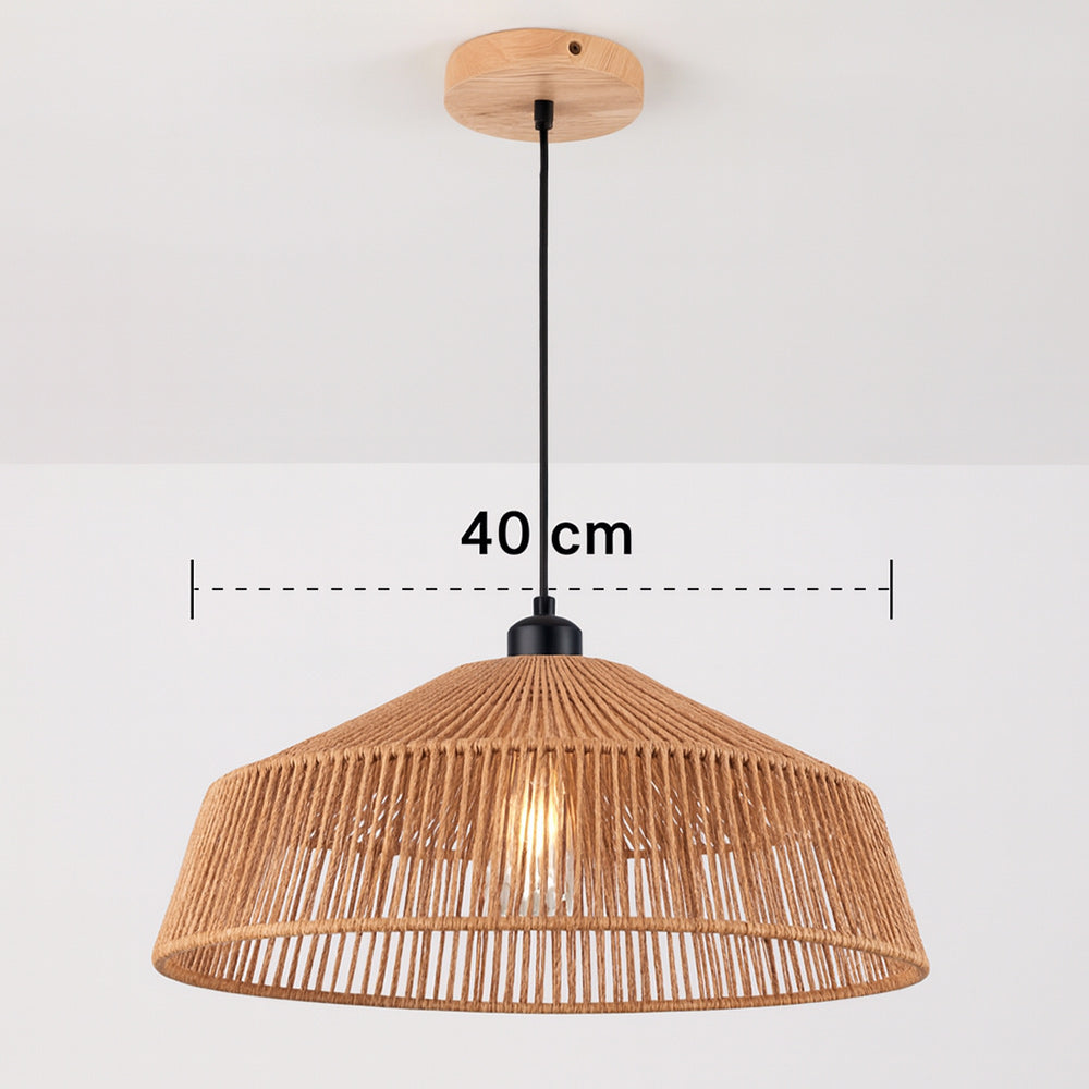 Lampadario a sospensione con corda intrecciata rattan attacco E27 - ambraled
