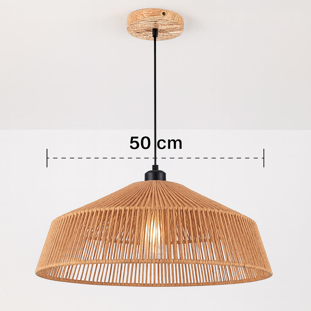 Lampadario a sospensione con corda intrecciata rattan attacco E27 - ambraled