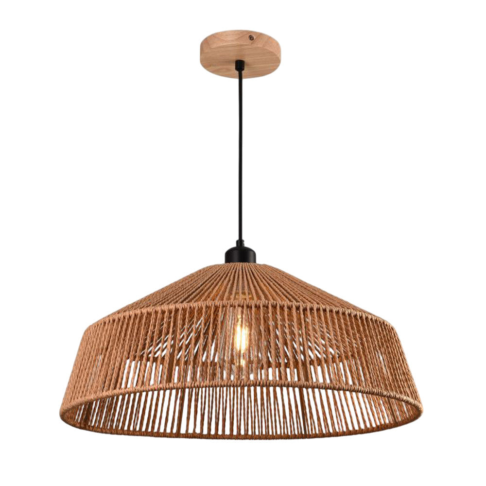 Lampadario a sospensione con corda intrecciata rattan attacco E27 - ambraled