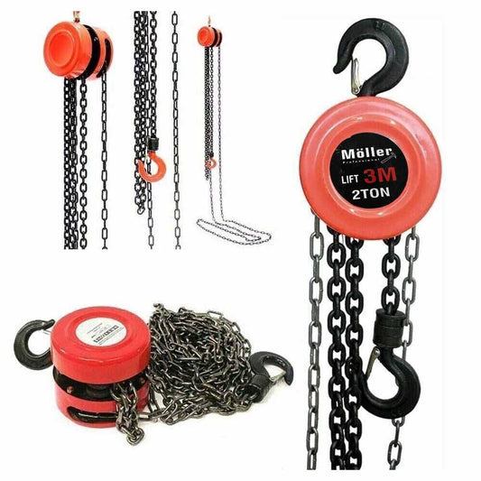 Paranco manuale catena 3 mt max 2 tonnellate gancio argano sollevatore