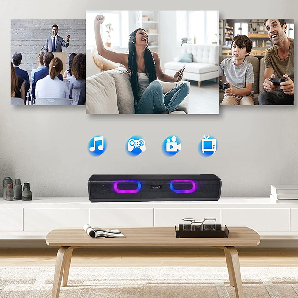 Speaker Bluetooth 5.0 ricaricabile soundbar luci LED RGB AUX USB SD - ambraled