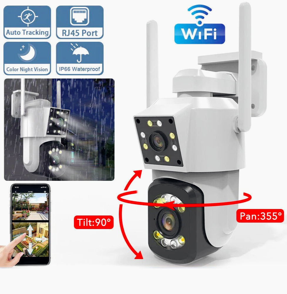 Telecamera Wi-Fi 2 obiettivi motorizzata con zoom, audio e video – Protezione IP66
