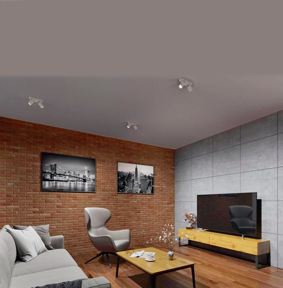 Plafoniera 2 Diffusori Orientabili - GU10, Colore Bianco/Nero (Da Soffitto o Parete)
