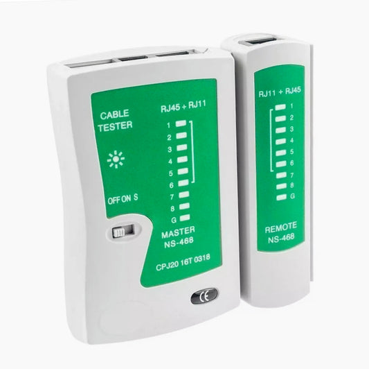 Tester cavi di rete e telecomunicazioni – RJ-45, RJ-11, RJ-12, Cat-5, USB – Con 9 LED per verifica