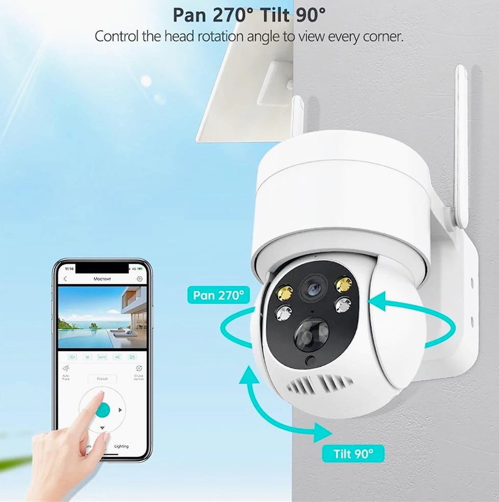 Telecamera Wi-Fi con pannello solare 4G per esterni – PTZ, protezione IP65