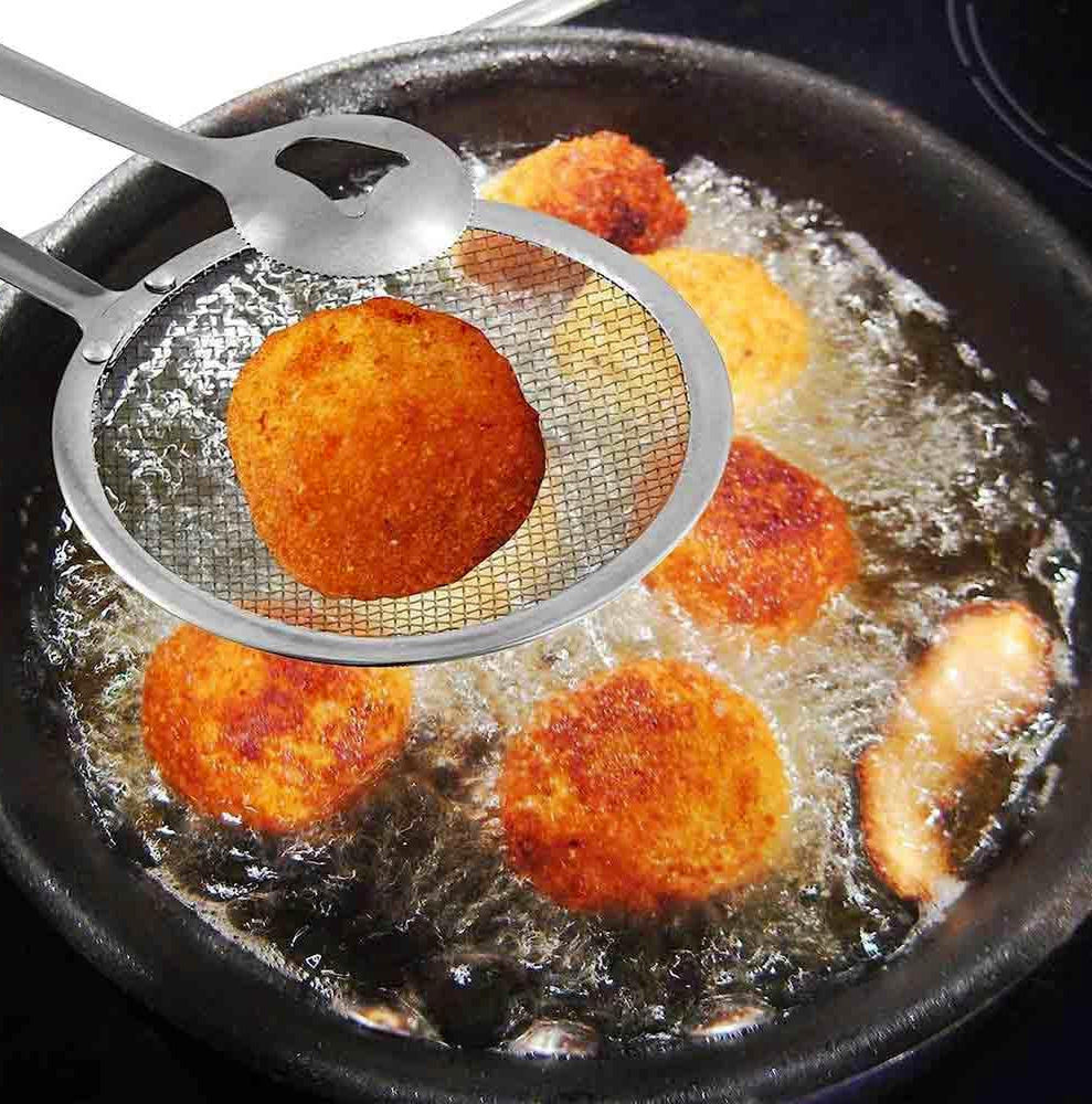 Pinza con colino per scolare frittura – Utensile da cucina multifunzione pinzetta-colino