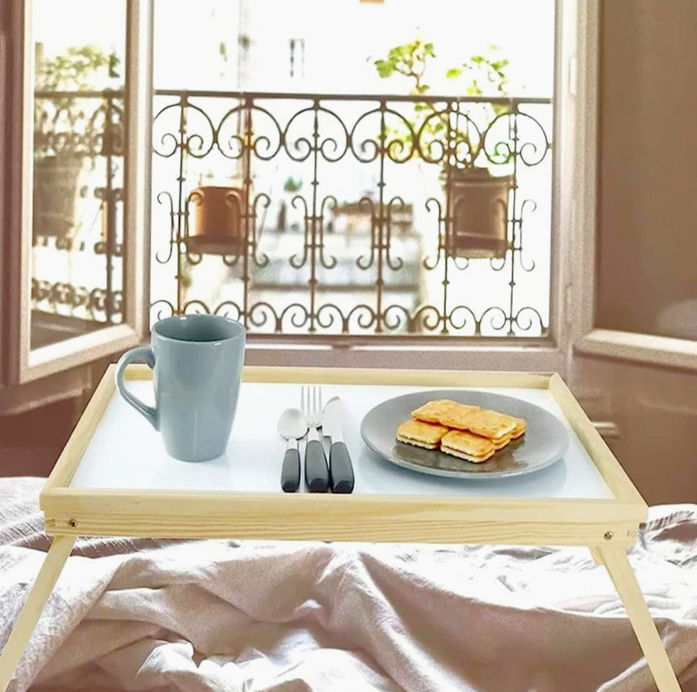 Vassoio colazione da letto o tavolino – Con gambe richiudibili in legno
