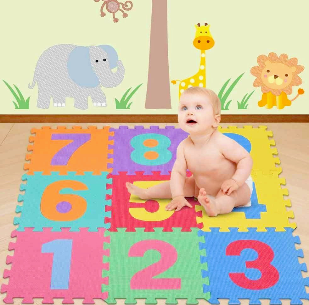 Tappeto puzzle 10 pezzi in schiuma antiurto lavabile - Gioco educativo e sicuro per bambini