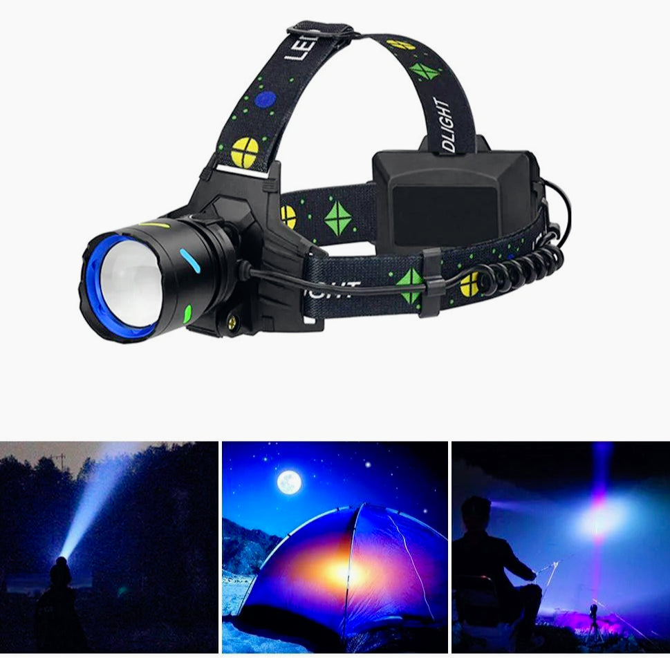 Torcia frontale ricaricabile a 1 LED – Con zoom e 4 modalità di luce