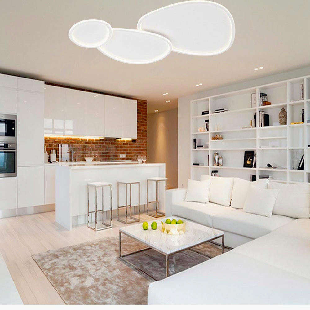 Plafoniera LED 100W - Tre Ovali con Tripla Colorazione di Luce (CCT: 6500K / 4000K / 3000K)