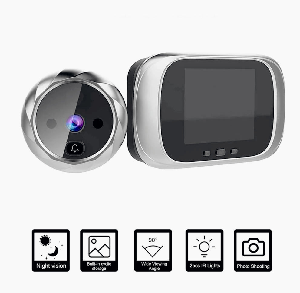 Spioncino digitale 2,8" LED con IR – Monitor a LED, scatto foto, compatibile con campanello