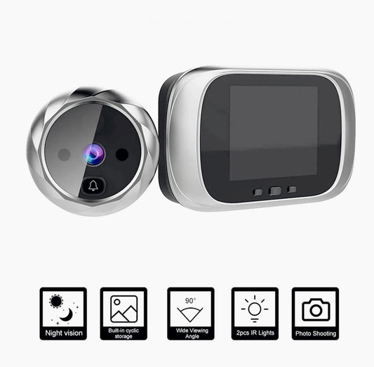 Spioncino digitale 2,8" LED con IR – Monitor a LED, scatto foto, compatibile con campanello