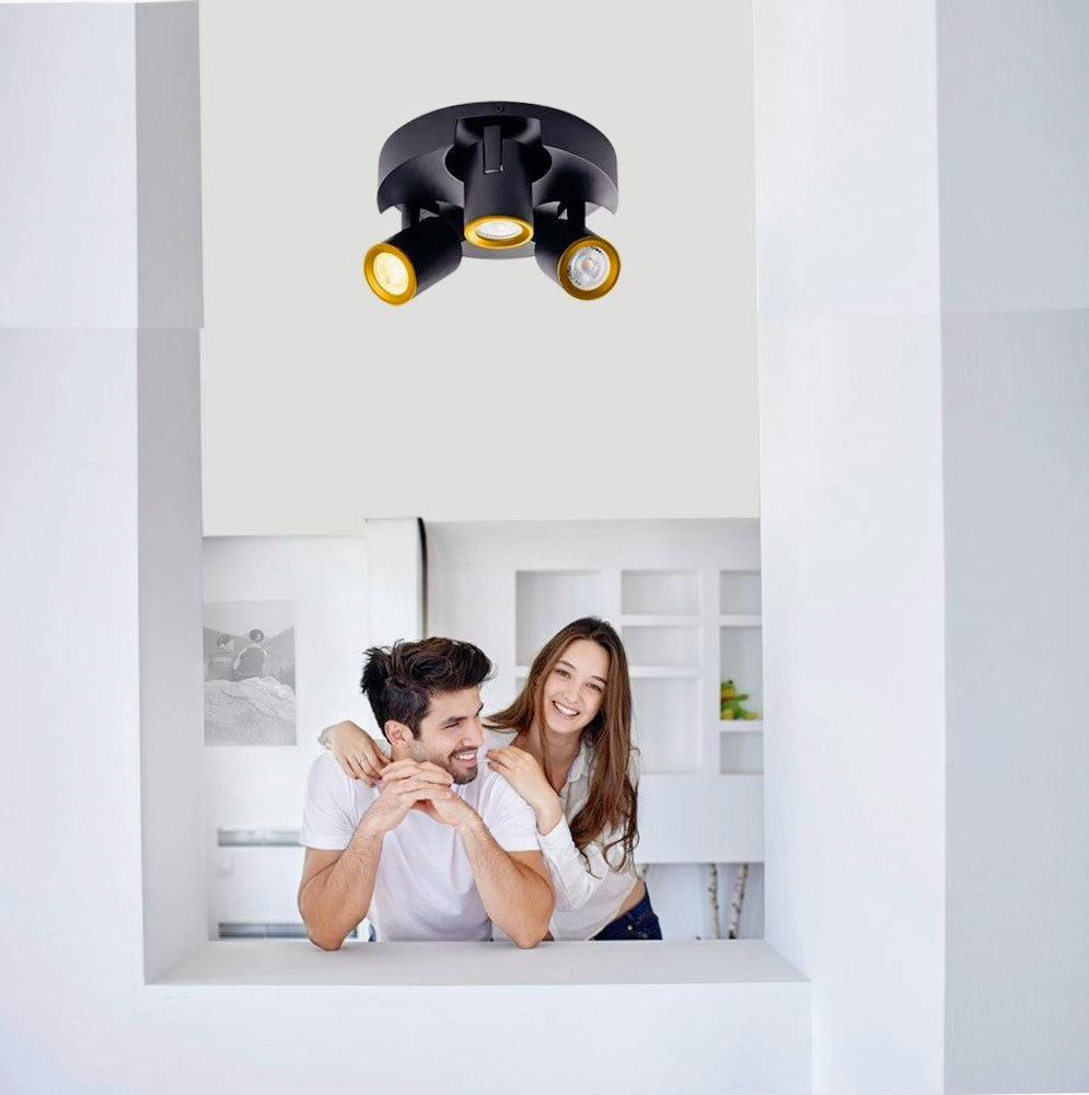 Plafoniera Tonda 3 Diffusori Orientabili - GU10 (Da Soffitto o Parete)