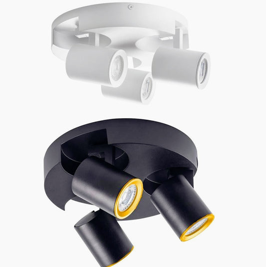 Plafoniera Tonda 3 Diffusori Orientabili - GU10 (Da Soffitto o Parete)