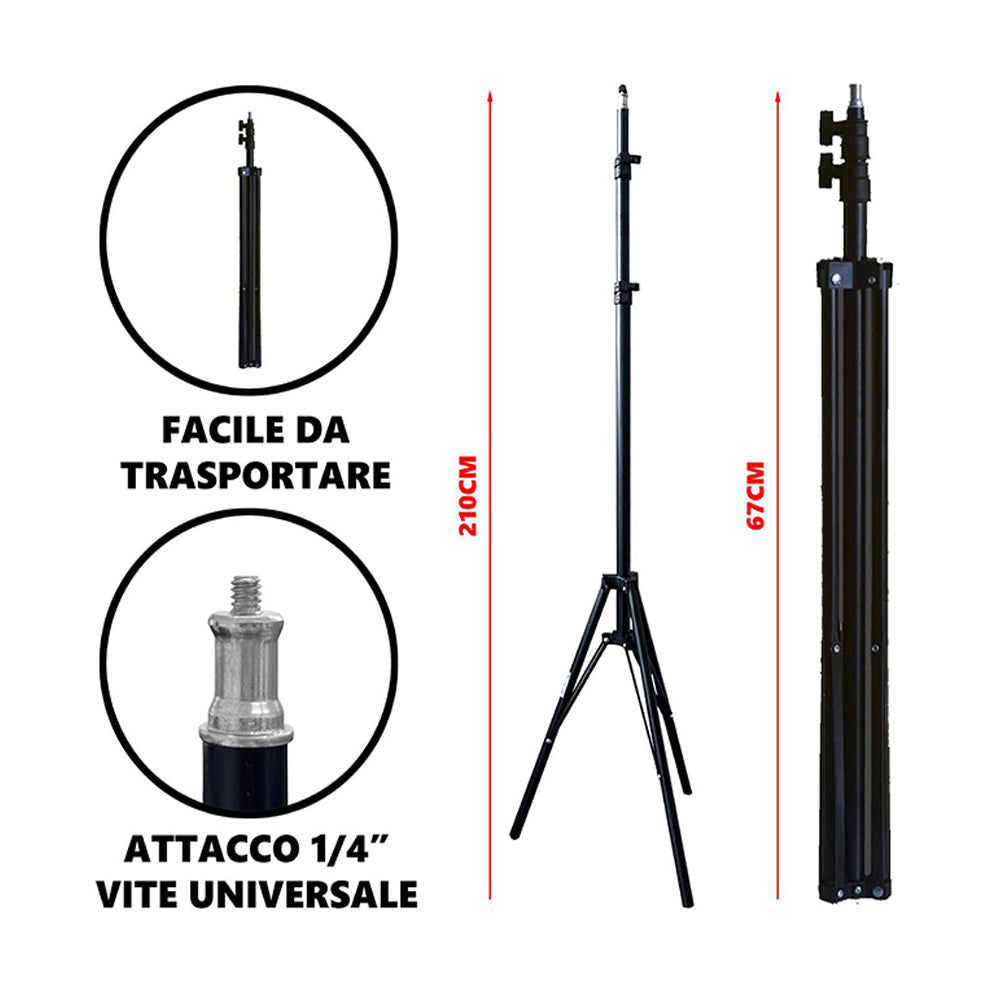 Bastone treppiedi per selfie attacco ¼ cavalletto da 67 a 210 cm - ambraled