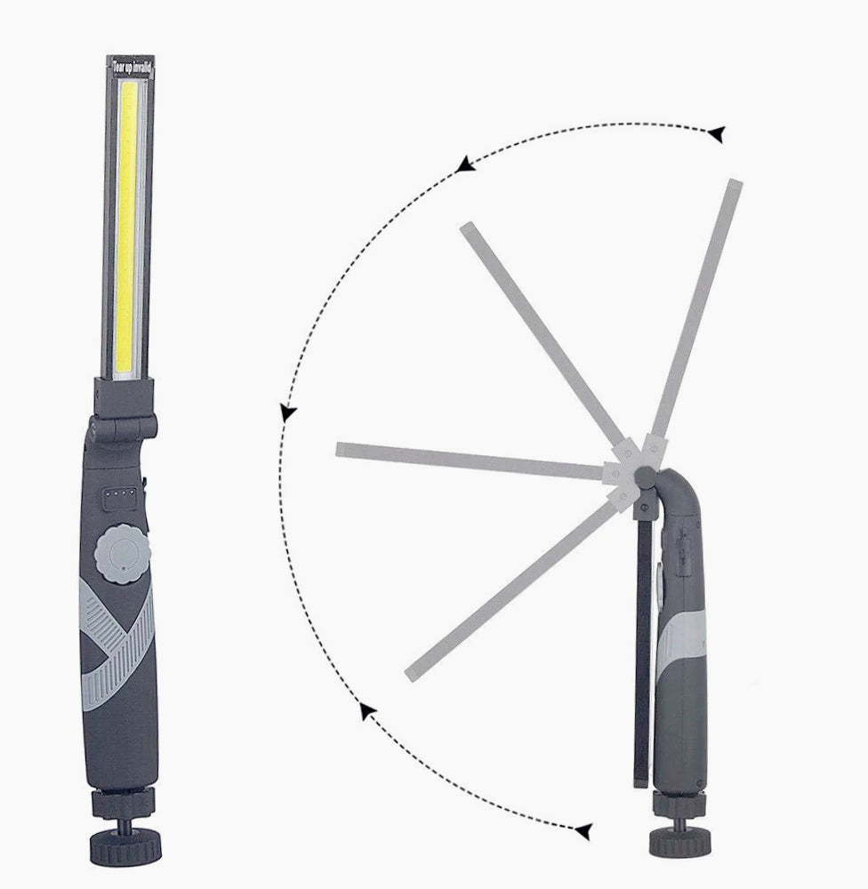 Torcia ricaricabile pieghevole a LED – Con base calamitata e regolazione luminosa (dimmerabile)