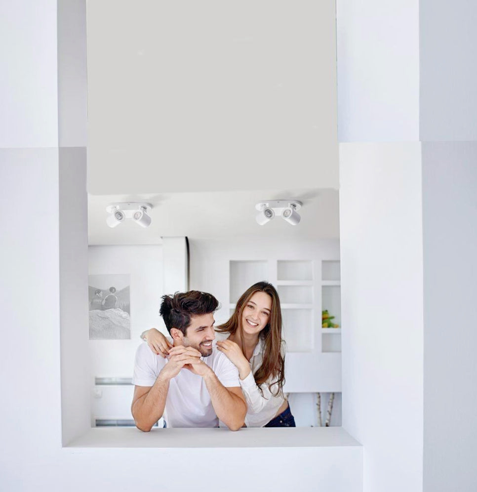 Plafoniera 2 Diffusori Orientabili - GU10, Colore Bianco/Nero (Da Soffitto o Parete)