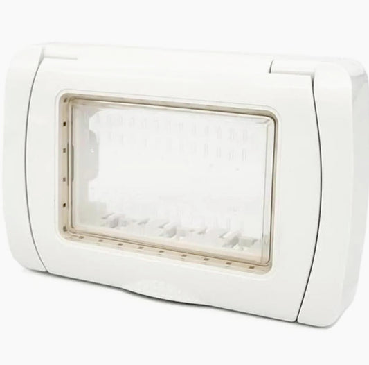 Placca idrobox IP55 bianca 4 posti, compatibile Living Light International