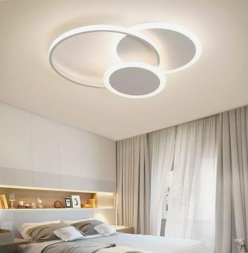 Plafoniera LED 37W - 3 Cerchi Bianchi con Tecnologia CCT (Luce Fredda 6500K / Naturale 4000K / Calda 3000K)