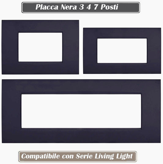 Placchetta Nera 3-7 Posti – Compatibile con Living Light Cassetta 503