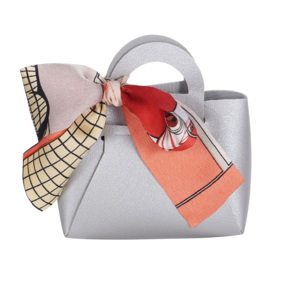 6 bomboniere a forma di borsetta con foulard portaconfetti per eventi - ambraled